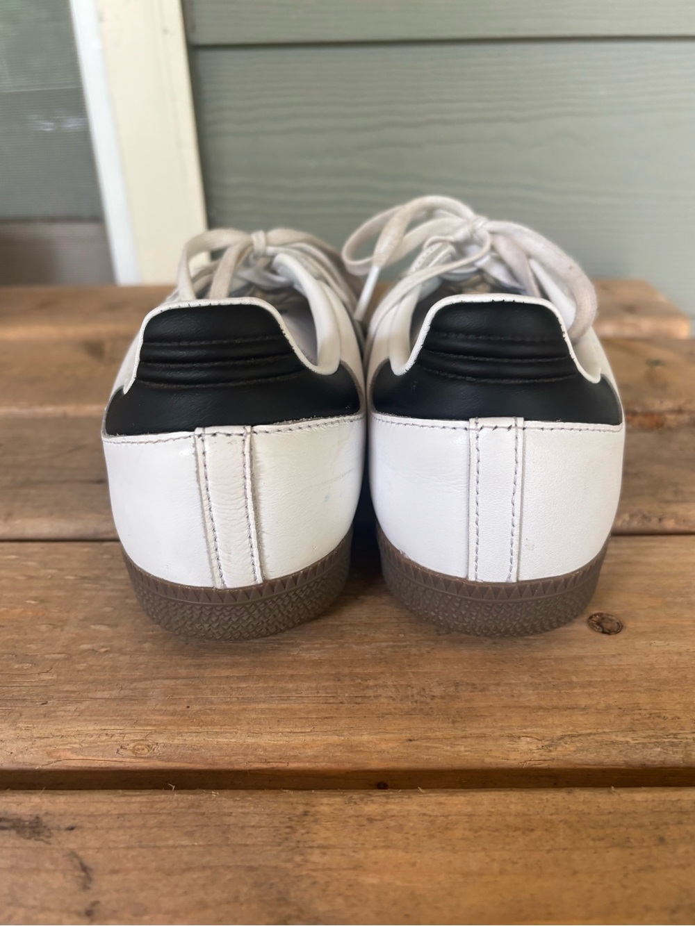 adidas Samba Leather Sneaker - White & Black with Gum Sole - Picture 4 of 5